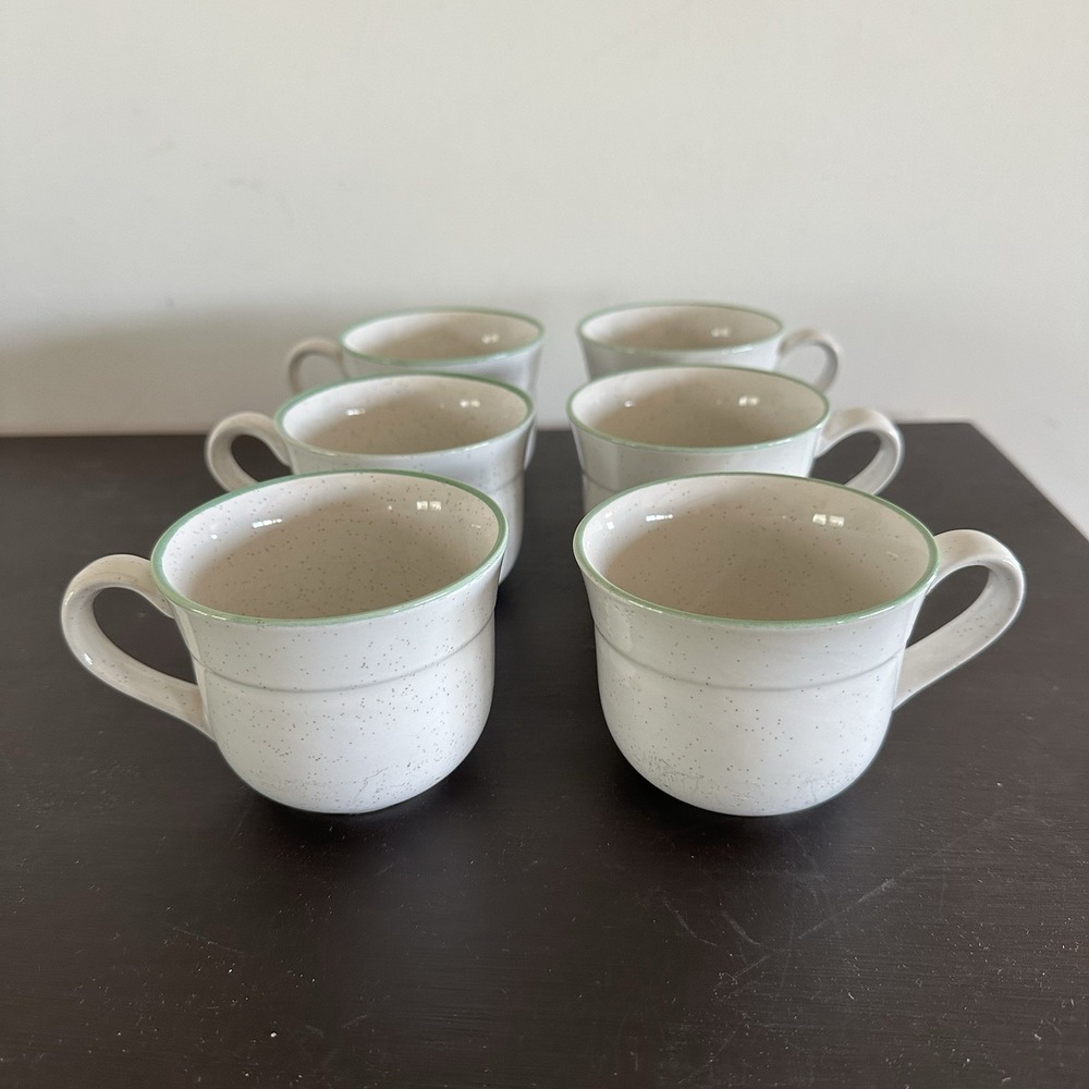 6 International Sliver Heather Stoneware Laurel Coffee Tea Mugs Japan 3" Pottery